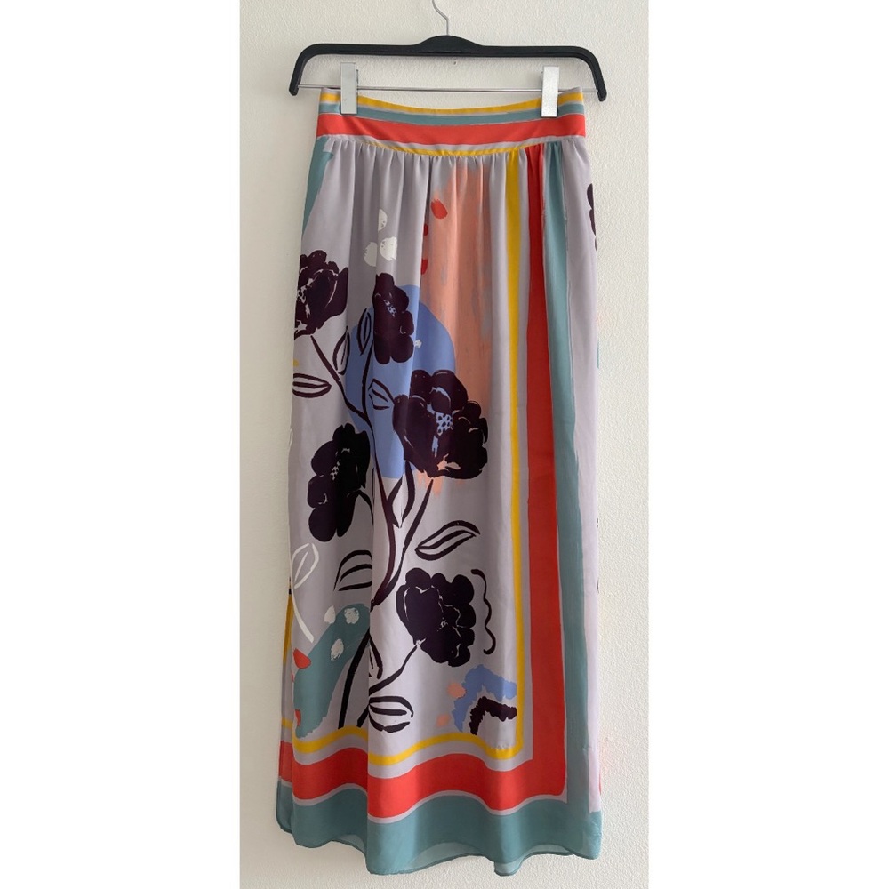 Maeve Maxi Skirt in Gray, Purple, Teal, Coral and Yellow